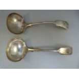 Pair of Sheffield hallmarked silver soup serving spoons by Frank Cobb & Co Ltd 1912