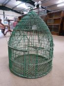 Green metal painted birdcage