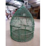 Green metal painted birdcage