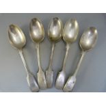 Set of five Sheffield hallmarked silver teapspoons by Frank Cobb & Co Ltd 1912 Total Weight -