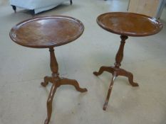 Pair of mahogany pie crust wine tables