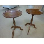 Pair of mahogany pie crust wine tables