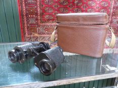 Pair of Barr and Stroud binoculars in fitted leather case