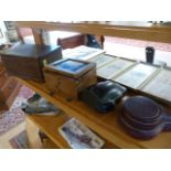 Small pine hanging box - glass front and and oak box