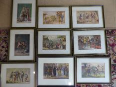 Nine coloured Shakespearean prints by Robert Dudley