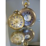 A Continental Silver (925) Cased Half Hunter Pocket watch, having blue enamelled Roman numerals to