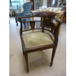 Edwardian mahogany inlaid corner chair