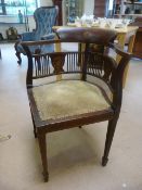 Edwardian mahogany inlaid corner chair