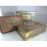 Three vintage tins - Silver Jubilee tin 1910-1935, South Africa 1906 with the Queens head on and