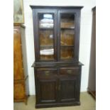 Darkwood dresser with glassbookcase over