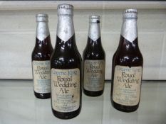 Four bottles of Greene King Royal Wedding Ale 1981