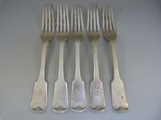 Set of five Sheffield hallmarked silver forks by John Round & Son Ltd (Joseph Ridge) 1909 Total