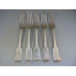 Set of five Sheffield hallmarked silver forks by John Round & Son Ltd (Joseph Ridge) 1909 Total
