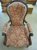 Mahogany re-upholstered nursing chair