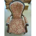 Mahogany re-upholstered nursing chair