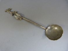 Chinese hallmarked 900 teaspoon - highly decorative with impressed marks to the bowl of spoon. -