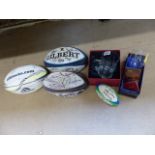 Rugby memorabilia including signed Rugby balls, glasses and signature books