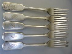 Set of five Sheffield hallmarked silver starter forks by Frank Cobb & Co Ltd 1912 Total Weight -