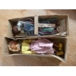 Two boxed Pelham puppets - Simple Dancing Puppet of a Hula lady - boxed with illustration