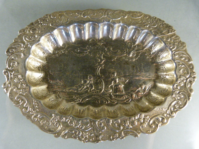 Collection of silver items to include a silver bangle, mirror, brooch and silver topped glass - Image 4 of 4