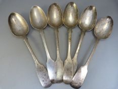 Set of four London hallmarked silver spoons Georgian and two others London 1854 by Elizabeth Eaton -