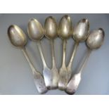 Set of four London hallmarked silver spoons Georgian and two others London 1854 by Elizabeth Eaton -