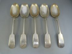 Set of five Sheffield hallmarked silver dessert spoon by Frank Cobb & Co Ltd 1912 Total Weight -