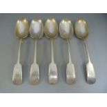 Set of five Sheffield hallmarked silver dessert spoon by Frank Cobb & Co Ltd 1912 Total Weight -