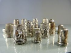 Thimbles, thirteen in total, mostly silver hallmarked or marked sterling total weight approx. 60g