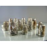 Thimbles, thirteen in total, mostly silver hallmarked or marked sterling total weight approx. 60g