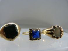 Two Gents rings and one ladies dress ring - 1 - 9ct Chester Hallmark for 1959 (replacement Stone)
