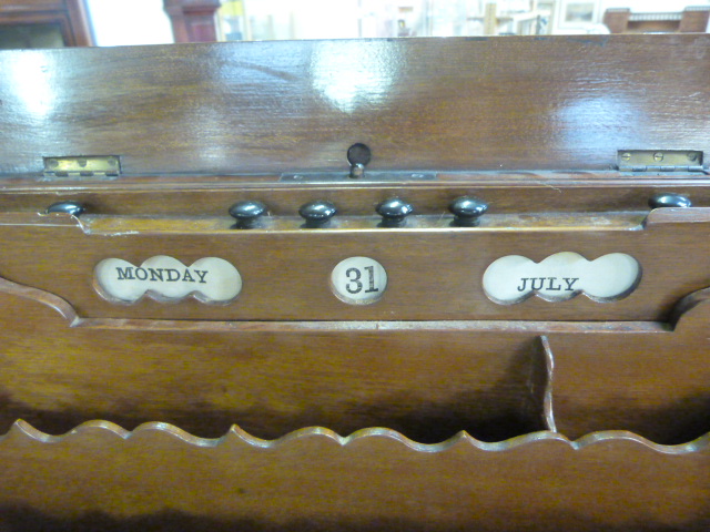 19th Century Burr Walnut stationary box with perpetual calender to top and hidden writing slope to - Image 3 of 7