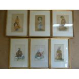 Six unsigned eastern watercolour framed pictures