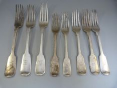 Five Hallmarked silver forks 1846 by George Aldwinckle and another three hallmarkes silver forks