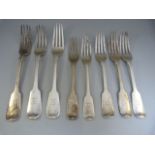 Five Hallmarked silver forks 1846 by George Aldwinckle and another three hallmarkes silver forks