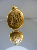Large Monogrammed Pinchbeck Locket approx: 44.3mm x 36.5mm across with Initials M N B