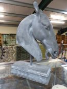 Horses head on plinth (alloy/ poss zinc)