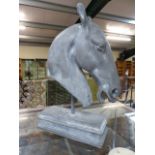 Horses head on plinth (alloy/ poss zinc)