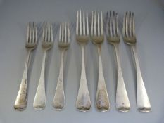 Set of four London Hallmarked forks along with three matching desert forks (7) by George