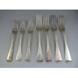 Set of four London Hallmarked forks along with three matching desert forks (7) by George