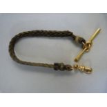 Plaited Leather Watch Fob with 18ct Swivel and Lovers Knot ‘T’ bar