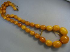 Butterscotch Oval Amber bead Necklace (AF) Graduated from approx: 18mm x 15mm, to approx: 9.5mm x