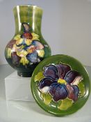 Moorcroft Vase and a small Moorcroft pin tray