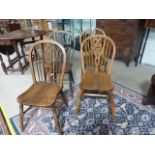 Set of Four oak stickback chairs