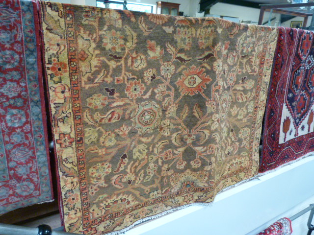 Yellow old Persian Hammadan village rug 225cm x 148cm