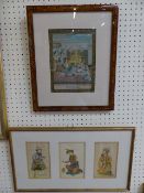 Two eastern watercolours one depicting three men drinking and the other Ladies in conversation