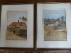 LEOPOLD RIVERS (1850-1905) - a pair of watercolours studying countryside buildings and scenes.