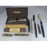 Waterman boxed stainless steel Ball-point pen in box, Park Beta fountain pen in originalbox,