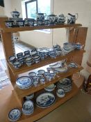 Large collection of blue and white Willow Pattern China - mostly Booths