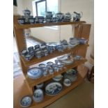 Large collection of blue and white Willow Pattern China - mostly Booths